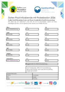 Probebaden Infoanlass Showpools Mustergarten